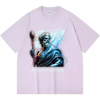 Футболка из 100% хлопка плотностью 230 г/м2 с принтом Зевса, забавная футболка из чесаного хлопка в стиле Харадзюку XS абрикосовый