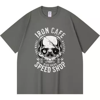 Футболка из 100% хлопка плотностью 230 г/м2 с принтом IRON CAFE RIDE HARD, забавная футболка из чесаного хлопка в стиле Харадзюку XS абрикосовый