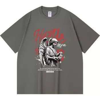 Футболка из 100% хлопка плотностью 230 г/м2 с принтом Hustle More, забавная футболка из чесаного хлопка в стиле Харадзюку XS абрикосовый