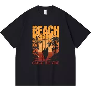 Футболка из 100% хлопка плотностью 230 г/м2 с принтом Catch the Vibe, забавная футболка из чесаного хлопка в стиле Харадзюку XS абрикосовый