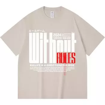 Футболка из 100% хлопка плотностью 230 г/м2 с принтом «Без правил» Футболка из чесаного хлопка в стиле Харадзюку XS абрикосовый