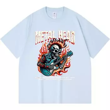 Футболка из 100% хлопка плотностью 230 г/м2 с рисунком в виде головы металлика, футболки с забавным принтом в стиле Харадзюку из чесаного хлопка XS абрикосовый