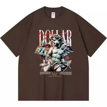 Футболка из 100% хлопка плотностью 230 г/м2 с принтом Dollar Dreams, футболка из чесаного хлопка в смешном стиле Харадзюку XS абрикосовый