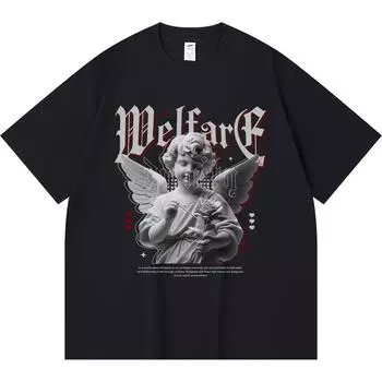 Футболка из 100% хлопка плотностью 230 г/м2 с принтом «Купидон и любовь» в смешном стиле Харадзюку, футболка из чесаного хлопка XS абрикосовый