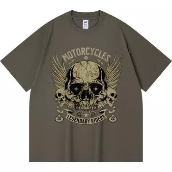 Футболка из 100% хлопка плотностью 230 г/м2 с принтом легендарных мотоциклистов, футболки с забавным принтом в стиле Харадзюку из чесаного хлопка XS абрикосовый