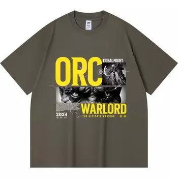 Футболка из 100% хлопка плотностью 230 г/м2 с принтом орков-вождей, забавная футболка из чесаного хлопка в стиле Харадзюку XS абрикосовый