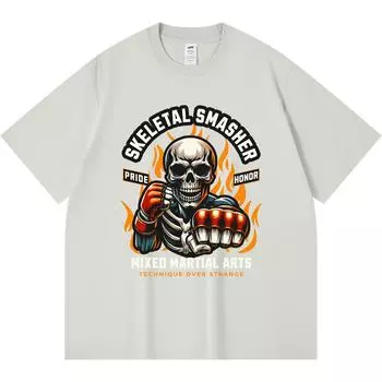 Футболка из 100% хлопка плотностью 230 г/м2 с принтом скелета и крушителя, забавная футболка из чесаного хлопка в стиле Харадзюку XS абрикосовый