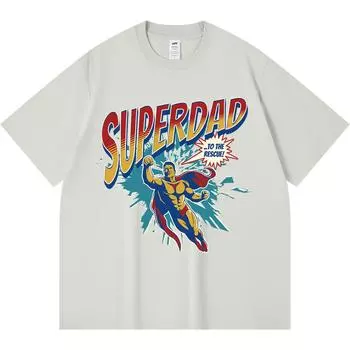 Футболка из 100% хлопка плотностью 230 г/м2 с принтом SUPERDAD TO THE RESCUE Футболка из чесаного хлопка в смешном стиле Харадзюку XS абрикосовый