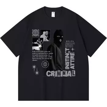 Футболка из 100% хлопка плотностью 230 г/м2, футболки с принтом «Криминальный инстинкт», забавная футболка из чесаного хлопка в стиле Харадзюку XS абрикосовый