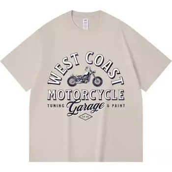 Футболка из 100% хлопка плотностью 230 г/м2 с минималистичным принтом West Coast Motorcyle Garage, забавная футболка из чесаного хлопка в стиле Харадзюку XS абрикосовый