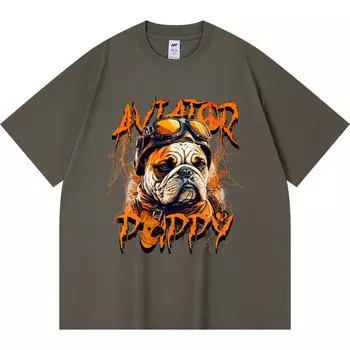 Футболка из 100% хлопка плотностью 230 г/м2 с принтом «Мопс, летчик, щенок, пилот, собака, самолет, любовь», футболки в уличном стиле, забавная футболка из чесаного хлопка в стиле Харадзюку XS абрикосовый