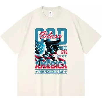 Футболка из 100% хлопка плотностью 230 г/м2 с принтом Good Bless America, забавная футболка из чесаного хлопка в стиле Харадзюку XS абрикосовый