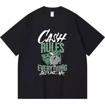 Футболка из 100% хлопка плотностью 230 г/м2 с принтом Cash Rules, забавная футболка из чесаного хлопка в стиле Харадзюку XS абрикосовый