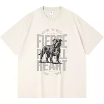 Футболка из 100% хлопка плотностью 230 г/м2 с принтом в виде сердца свирепого питбуля, забавная футболка из чесаного хлопка в стиле Харадзюку XS абрикосовый