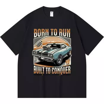 Футболка из 100% хлопка плотностью 230 г/м2 с принтом Born to Run, забавная футболка из чесаного хлопка в стиле Харадзюку XS абрикосовый