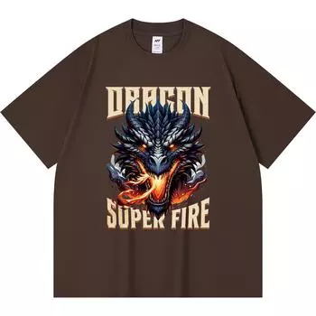 Футболка из 100% хлопка плотностью 230 г/м2 с принтом дракона, забавная футболка из чесаного хлопка в стиле Харадзюку XS абрикосовый