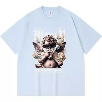 Футболка из 100% хлопка плотностью 230 г/м2 с принтом Money Is Everything Футболки с забавным принтом Harajuku Style Combed Cotton T Shirt XS абрикосовый