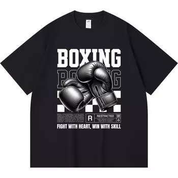 Футболка из 100% хлопка плотностью 230 г/м2 с принтом в стиле бокса и уличной одежды, забавная футболка из чесаного хлопка в стиле Харадзюку XS абрикосовый
