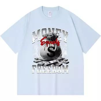 Футболка из 100% хлопка плотностью 230 г/м2 с принтом «Деньги равно свободе» Футболка из чесаного хлопка в смешном стиле Харадзюку XS абрикосовый