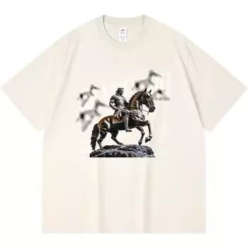 Футболка из 100% хлопка плотностью 230 г/м2 с принтом «Гладиатор», футболки с забавным принтом «Харадзюку» из чесаного хлопка XS абрикосовый