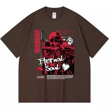 Футболка из 100% хлопка плотностью 230 г/м2 с принтом Eternal Soul, забавная футболка из чесаного хлопка в стиле Харадзюку XS абрикосовый