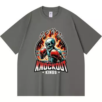 Футболка из 100% хлопка плотностью 230 г/м2 с принтом Knockout Kings, забавная футболка из чесаного хлопка в стиле Харадзюку XS абрикосовый