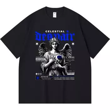 Футболка из 100% хлопка плотностью 230 г/м2 с принтом Celestial Despair, забавная футболка из чесаного хлопка в стиле Харадзюку XS абрикосовый