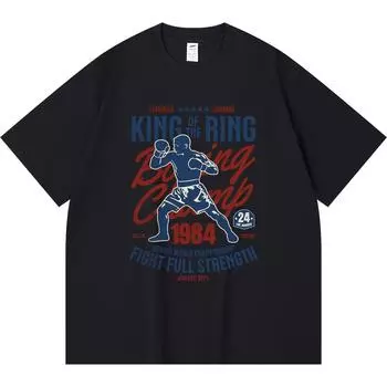 Футболка из 100% хлопка плотностью 230 г/м2 с принтом чемпиона по боксу, забавная футболка из чесаного хлопка в стиле Харадзюку XS абрикосовый