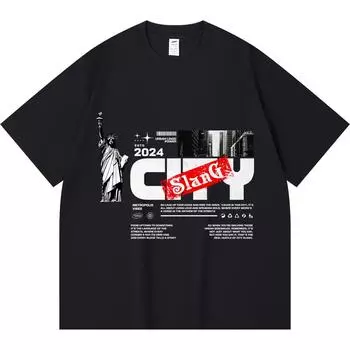 Футболка из 100% хлопка плотностью 230 г/м2 с принтом City Slang, забавная футболка из чесаного хлопка в стиле Харадзюку XS абрикосовый