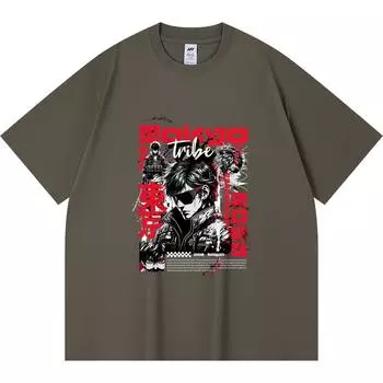 Футболка из 100% хлопка плотностью 230 г/м2 с принтом Neo Tokyo Tribe, забавная футболка из чесаного хлопка в стиле Харадзюку XS абрикосовый