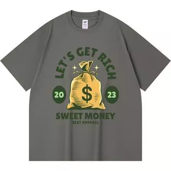 Футболка из 100% хлопка плотностью 230 г/м2 с принтом Let s Get Rich, забавная футболка из чесаного хлопка в стиле Харадзюку XS абрикосовый