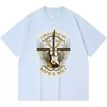 Футболка из 100% хлопка плотностью 230 г/м2 с принтом гитары Мастера рок-н-ролла Футболка из чесаного хлопка в смешном стиле Харадзюку XS абрикосовый
