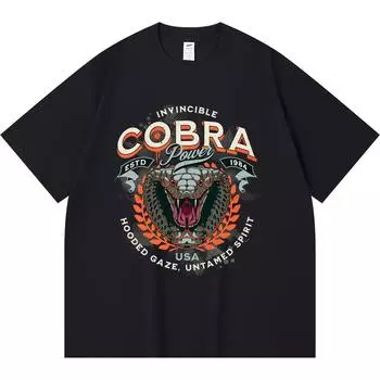Футболка из 100% хлопка плотностью 230 г/м2 с принтом Cobra Power Sports, футболки со смешным принтом в стиле Харадзюку из чесаного хлопка XS абрикосовый
