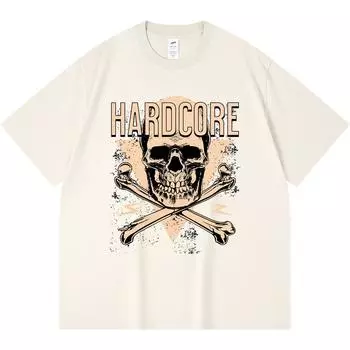 Футболка из 100% хлопка плотностью 230 г/м2 с принтом черепа в стиле Хардкор-рок, забавная футболка из чесаного хлопка в стиле Харадзюку XS абрикосовый