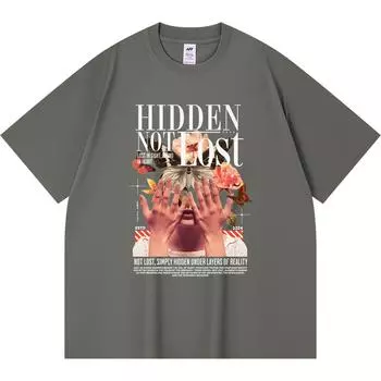 Футболка из 100% хлопка плотностью 230 г/м2 с принтом «Скрыто, не потеряно», забавная футболка из чесаного хлопка в стиле Харадзюку XS абрикосовый
