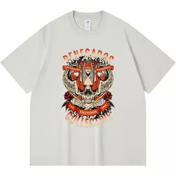 Футболка из 100% хлопка плотностью 230 г/м2 с принтом Renegados Collective Tattoos Heavy Metal Tees, забавная футболка из чесаного хлопка в стиле Харадзюку XS абрикосовый