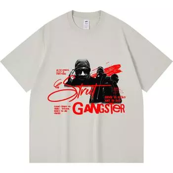 Футболка из 100% хлопка плотностью 230 г/м2 с принтом уличного гангстера, забавная футболка из чесаного хлопка в стиле Харадзюку XS абрикосовый
