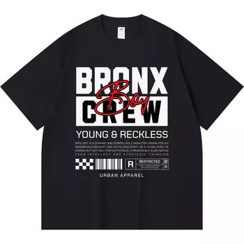 Футболка из 100% хлопка плотностью 230 г/м2 с принтом Bronx Boy Crew в уличном стиле, футболки с забавным принтом в стиле Харадзюку из чесаного хлопка XS абрикосовый