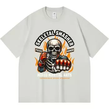 Футболка из 100% хлопка плотностью 230 г/м2 с принтом скелета и крушителя, забавная футболка из чесаного хлопка в стиле Харадзюку XS абрикосовый