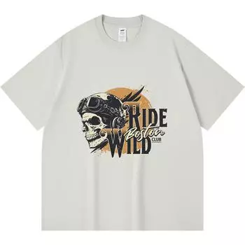 Футболка из 100% хлопка плотностью 230 г/м2 с принтом Ride Wild, забавная футболка из чесаного хлопка в стиле Харадзюку XS абрикосовый