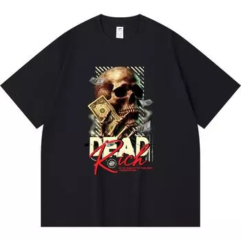 Футболка из 100% хлопка плотностью 230 г/м2 с принтом Dead Rich, забавная футболка из чесаного хлопка в стиле Харадзюку XS абрикосовый