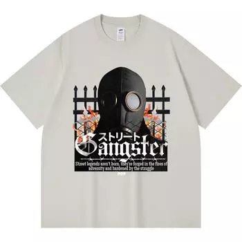 Футболка из 100% хлопка плотностью 230 г/м2 с принтом уличного гангстера, забавная футболка из чесаного хлопка в стиле Харадзюку XS абрикосовый