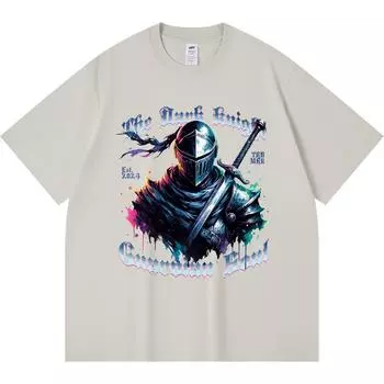Футболка из 100% хлопка плотностью 230 г/м2 с принтом «Темный рыцарь» Футболка из чесаного хлопка в смешном стиле Харадзюку XS абрикосовый