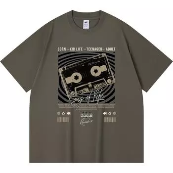 Футболка из 100% хлопка плотностью 230 г/м2 с музыкальным графическим принтом, забавная футболка из чесаного хлопка в стиле Харадзюку XS абрикосовый