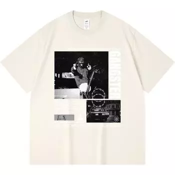 Футболка из 100% хлопка плотностью 230 г/м2 с принтом гангстера, забавная футболка из чесаного хлопка в стиле Харадзюку XS абрикосовый