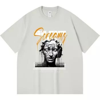 Футболка из 100% хлопка плотностью 230 г/м2 с принтом Silent Screams, забавная футболка из чесаного хлопка в стиле Харадзюку XS абрикосовый