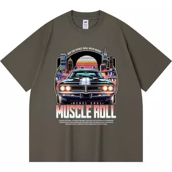 Футболка из 100% хлопка плотностью 230 г/м2 с принтом Muscle Roll, футболки с забавным принтом в стиле Харадзюку из чесаного хлопка XS абрикосовый