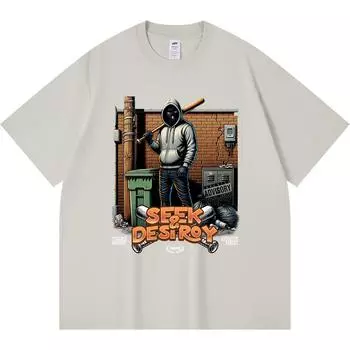 Футболка из 100% хлопка плотностью 230 г/м2 с рисунком в уличном стиле (0001) Футболки с принтом Смешная футболка из чесаного хлопка в стиле Харадзюку XS абрикосовый