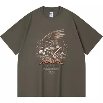 Футболка из 100% хлопка плотностью 230 г/м2 с примитивным принтом, забавная футболка из чесаного хлопка в стиле Харадзюку XS абрикосовый