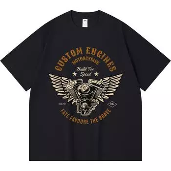Футболка из 100% хлопка плотностью 230 г/м2 с принтом двигателей и мотоциклов 1984 года, забавная футболка из чесаного хлопка в стиле Харадзюку XS абрикосовый